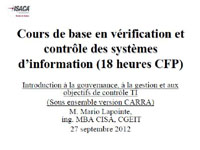 Vérification contrôle des systèmes d'information CARRA 2012
