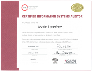 Certificat CISA de Isaca