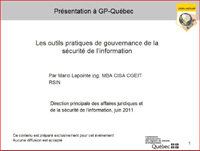 outil pratique gouvernance sécurité de l'information 2011