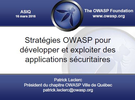 Stratégies OWASP application sécuritaire